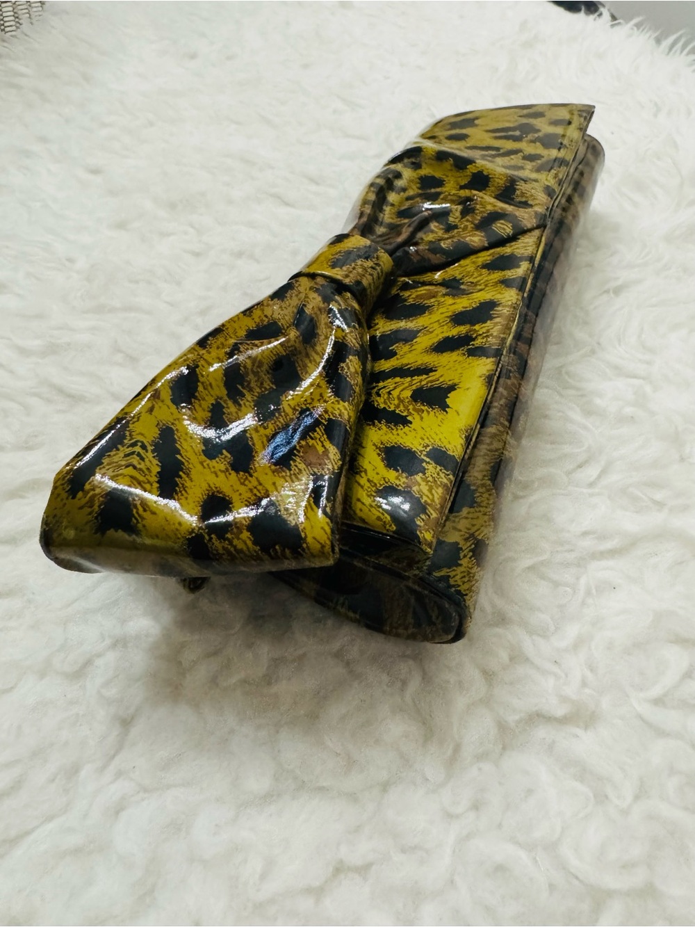 Christian Louboutin Patent Leopard Bow Clutch - Picture 14 of 15